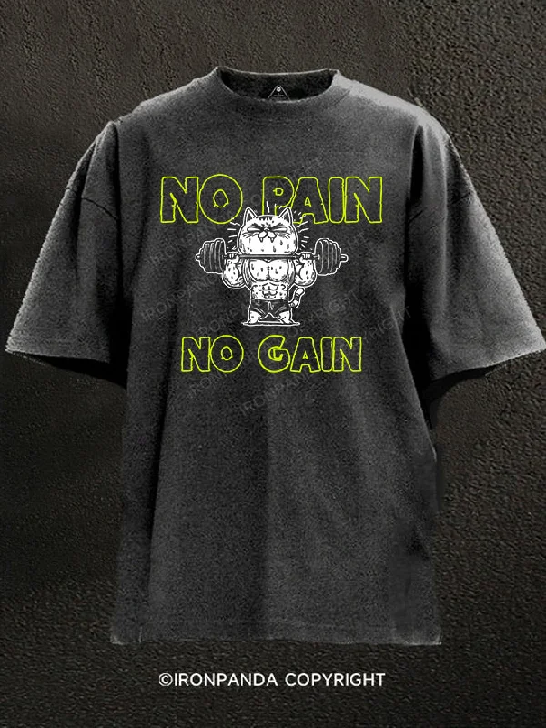 T-Shirt-Stretch-NO pain no gain Washed Gym Shirt