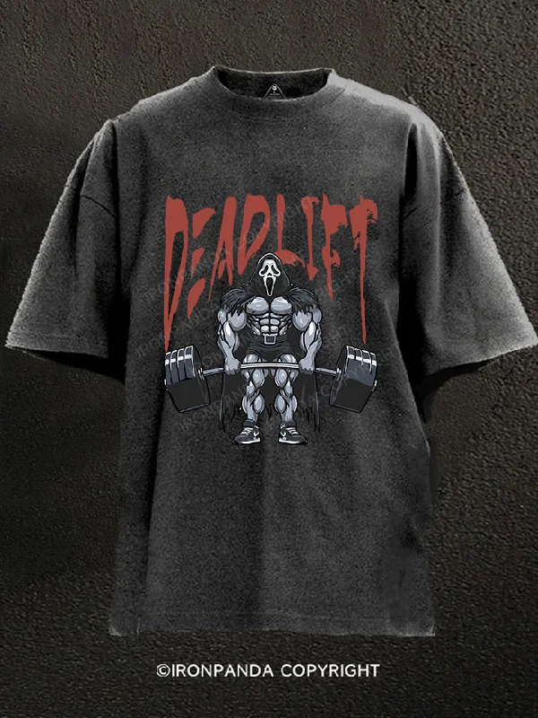 T-Shirt-Camping-deadlift Washed Gym Shirt