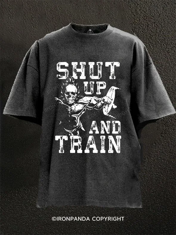 T-Shirt-Flex-SHUT UP AND TRAI Washed Gym Shirt