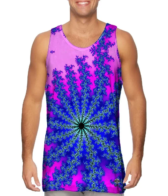 Tank-Top-Sportswear-Blue Pink Flower Vector