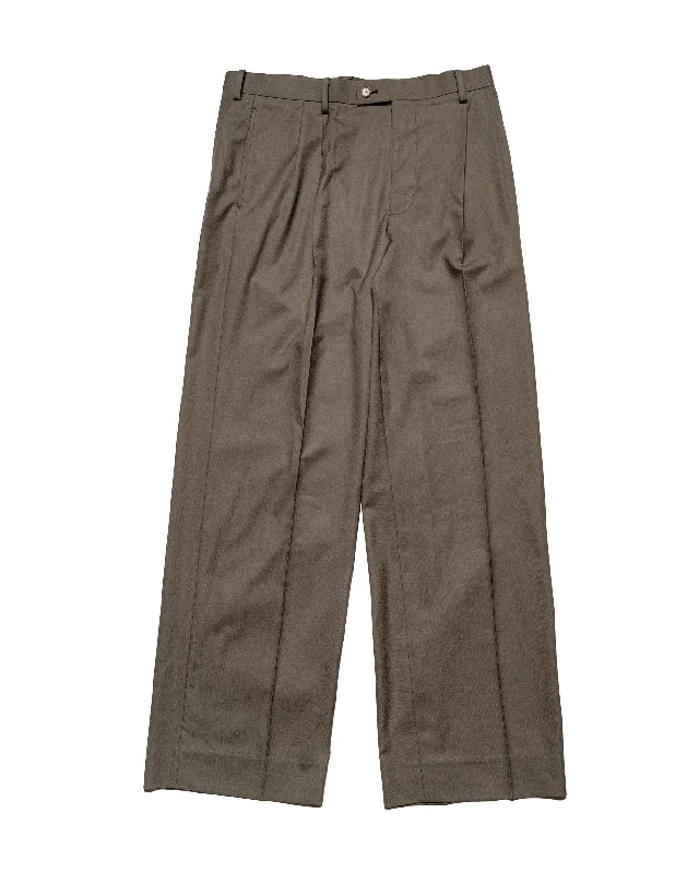 Pants-Straight-Leg-Auralee Super Fine Tropical Wool Slacks Dark Khaki