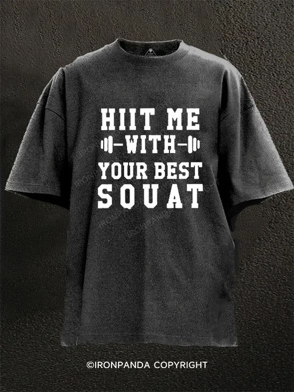 T-Shirt-Red-HIIT Me with Your Best Squat  Washed Gym Shirt