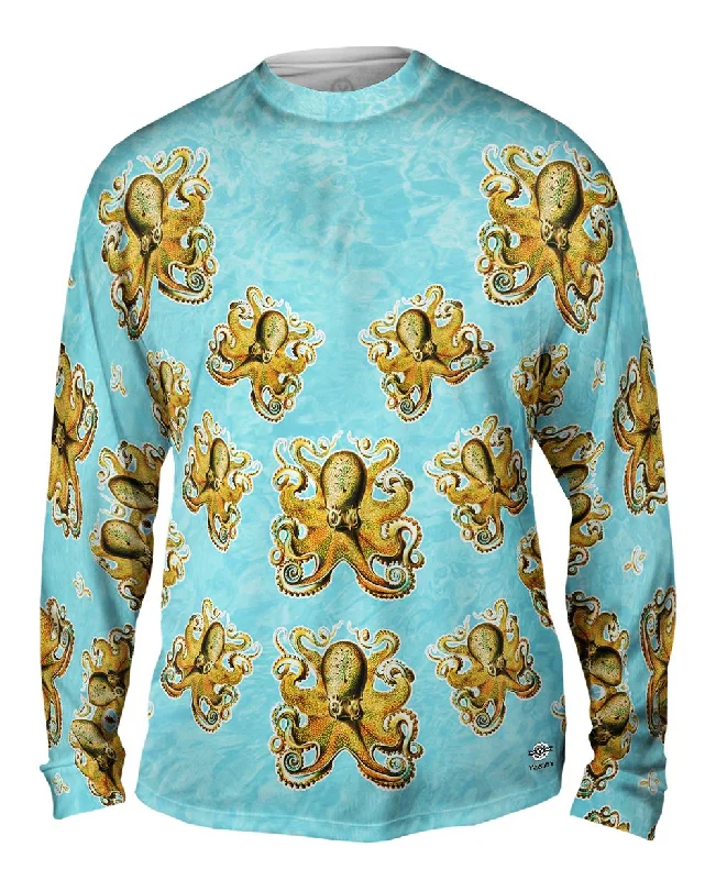 Long-Sleeve-Bamboo-Cheerful Orange Octopus