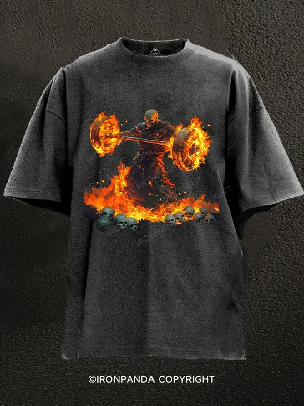 T-Shirt-Minimalist-Death flame Washed Gym Shirt