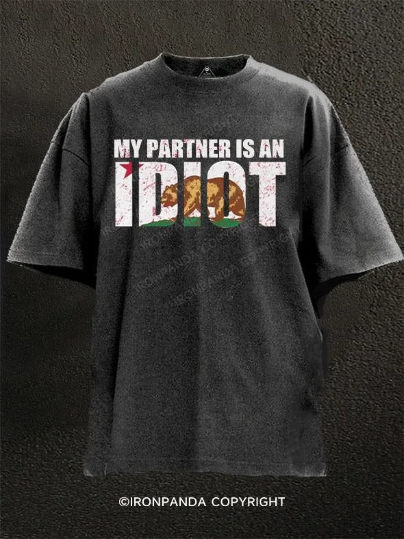 T-Shirt-Retro-my partner is an idiot Washed Gym Shirt