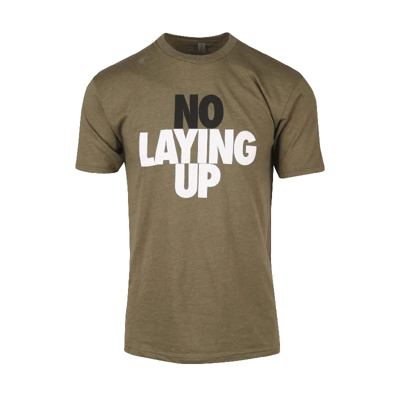 T-Shirt-Workwear-No Laying Up T-shirt | Heather Military Green - Black & White Logo