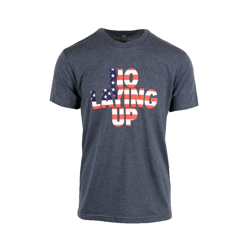 T-Shirt-Biker-USA Flag T-Shirt | Heather Blue