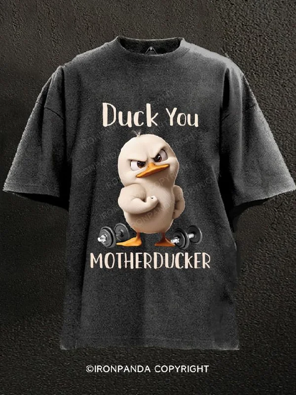 T-Shirt-Cropped-DUCK YOU MOTHERDUCKER Washed Gym Shirt