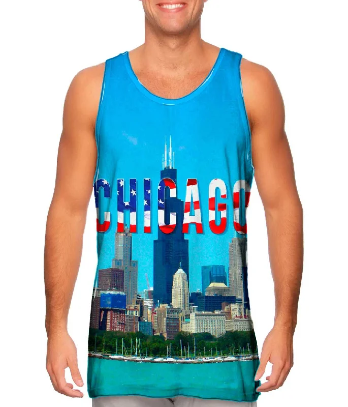 Tank-Top-Button-Up-Chicago Pride Willis Tower And Marina