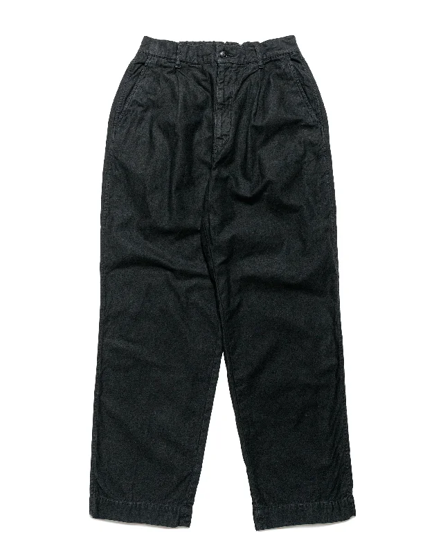 Pants-Hiking-Sage de Cret Cotton/Linen Back Satin Single-Pleated Wide Pants Black