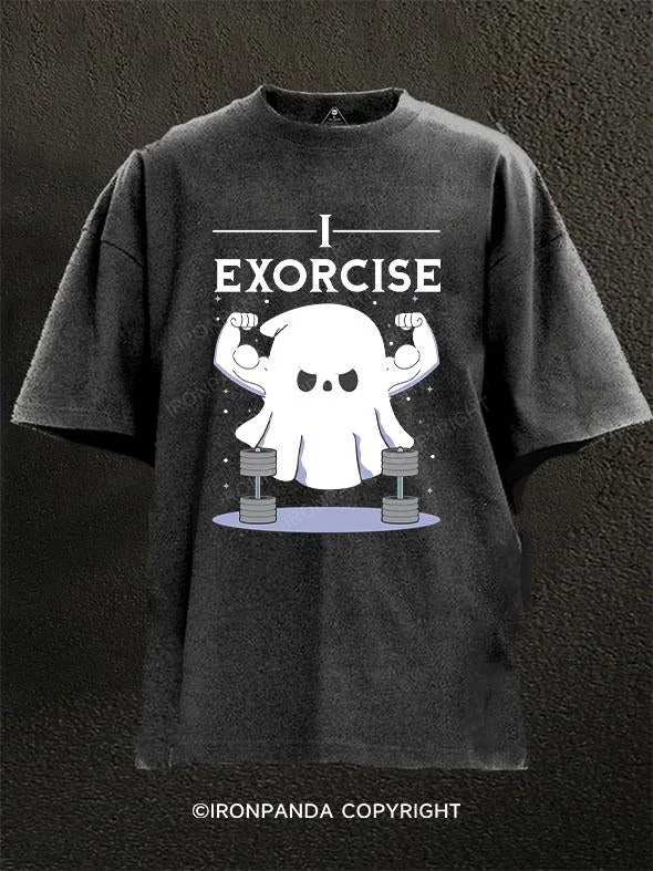 T-Shirt-Khaki-I EXORCISE Washed Gym Shirt