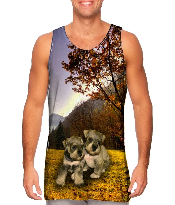 Tank-Top-Solid-Color-Autumn Leaves Grey Schnauzer Puppies