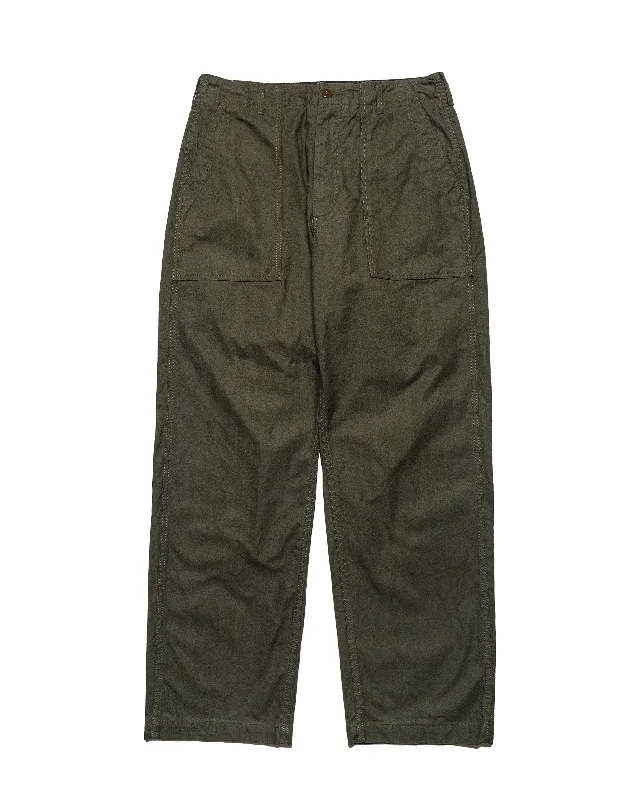 Pants-Stacked-Engineered Garments Fatigue Pant Olive Cotton Brushed Herringbone