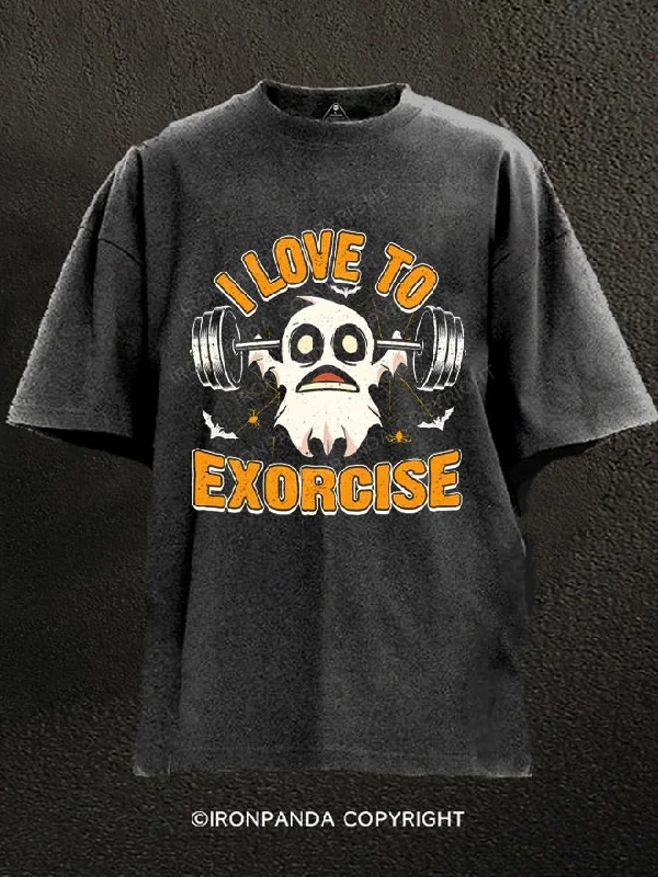 T-Shirt-Sportswear-i love to exorcise Washed Gym Shirt