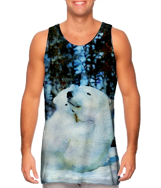 Tank-Top-Casual-Blue Watercolor Polar Bear