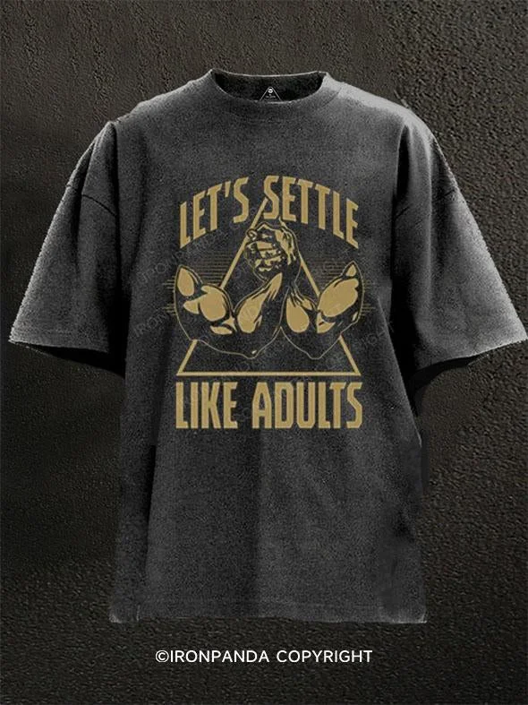 T-Shirt-Yellow-Let's Settle Like Adults Washed Gym Shirt