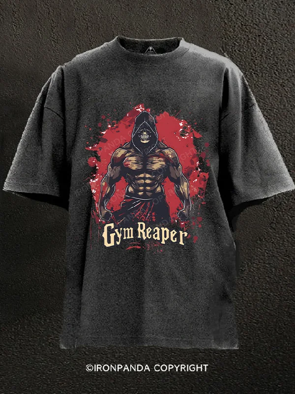 T-Shirt-White-Gym Reaper Washed Gym Shirt