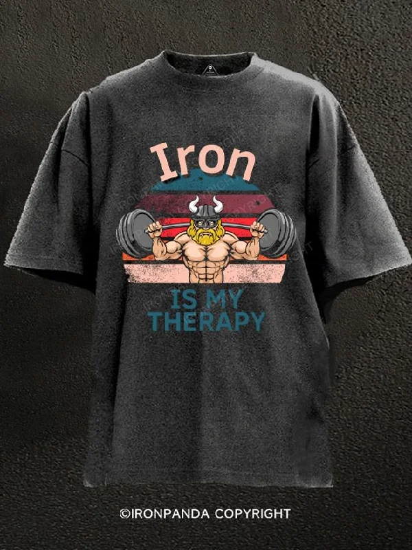 T-Shirt-Polka-Dot-Iron Is My Therapy Washed Gym Shirt