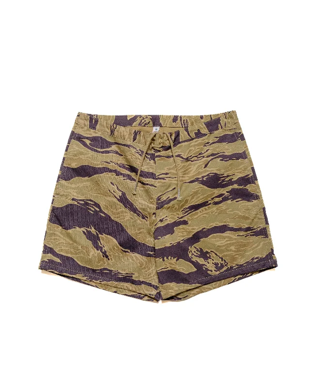 Shorts-Linen-The Real McCoy's MP24002 Tiger Camouflage Swim Shorts / Advisor Khaki