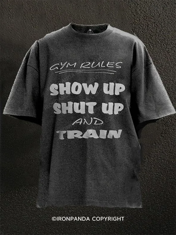 T-Shirt-Workwear-Gym Rules Washed Gym Shirt