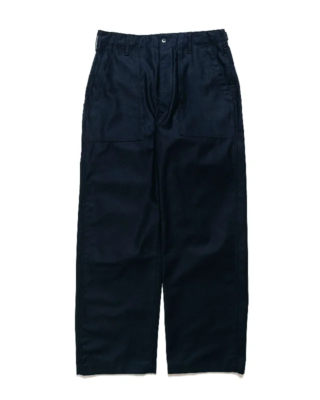 Pants-Khaki-Engineered Garments Workaday Fatigue Pant Dark Navy Cotton Reverse Sateen