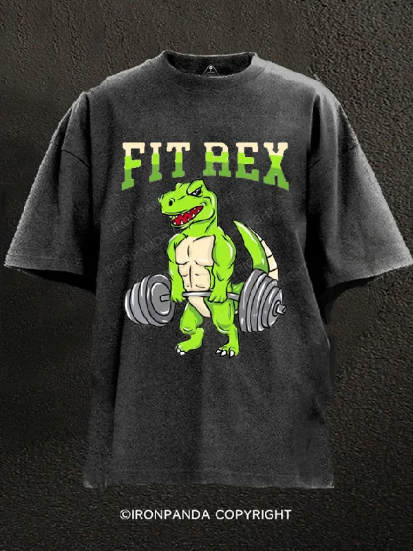 T-Shirt-Yellow-Fitrex Dino Washed Gym Shirt