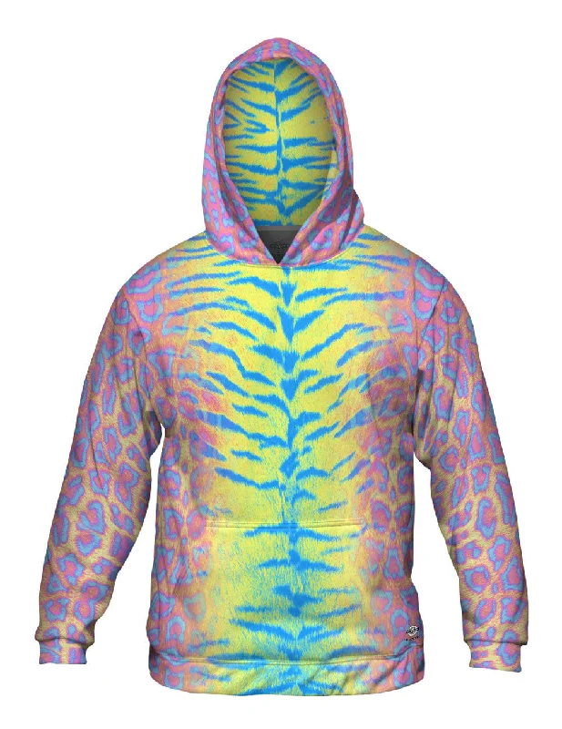 Hoodie-Grey-Tiger Leopard Skin Pink Yellow Blue