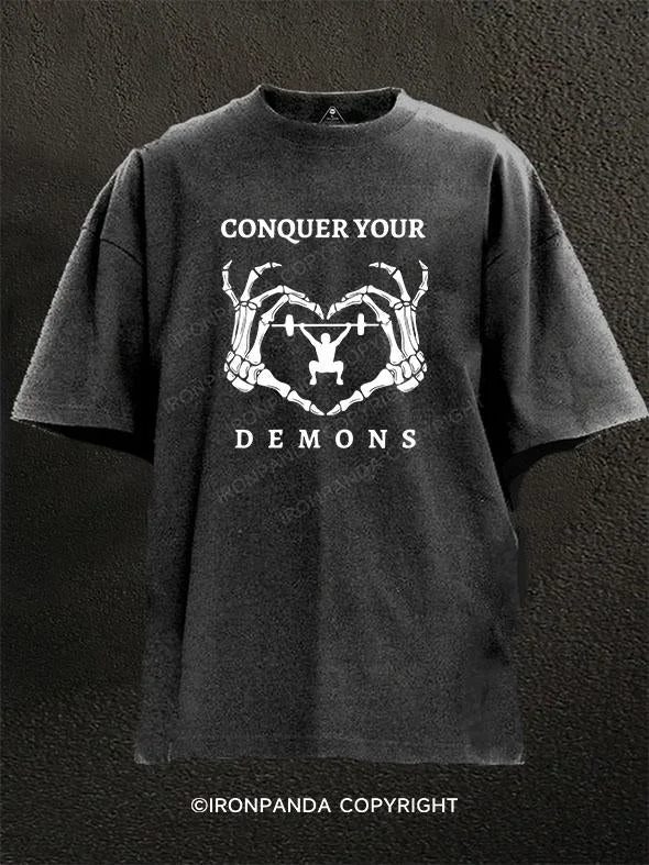 T-Shirt-Lightweight-Conquer Your Demons Washed Gym Shirt