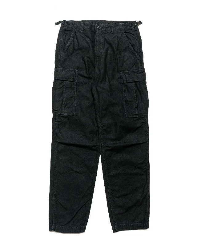 Pants-Training-Sage de Cret Lost & Found Cotton/Linen Back Satin Cargo Trouser Black