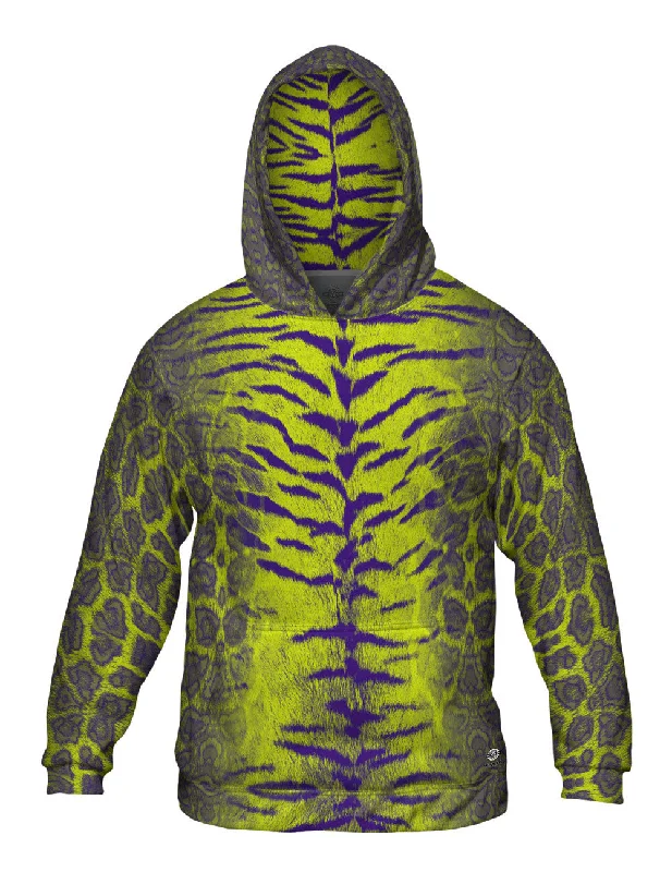 Hoodie-Solid-Color-Tiger Leopard Skin Purple Lime Green