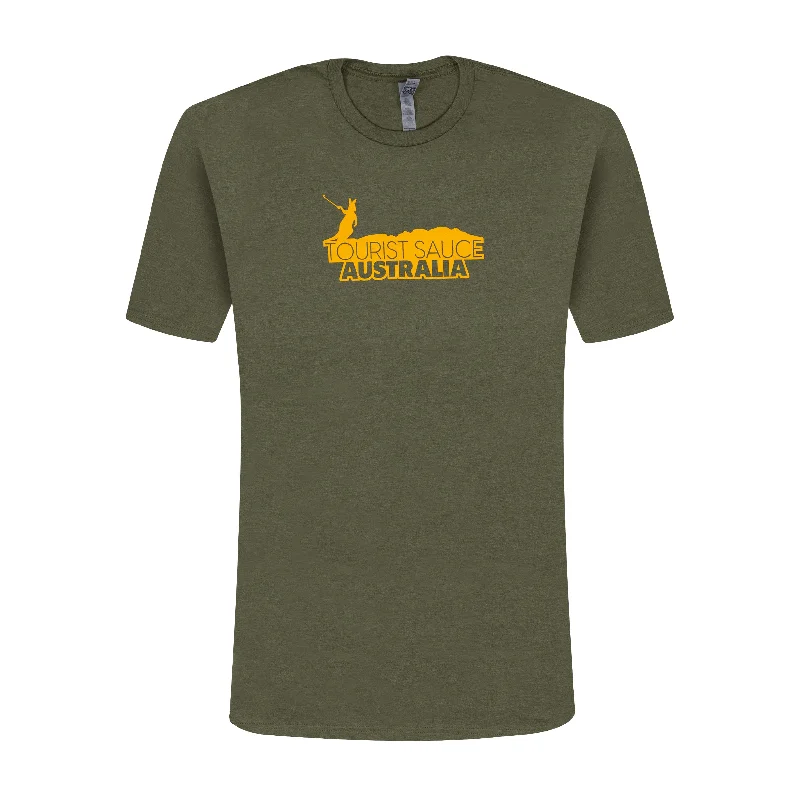 T-Shirt-Crewneck-Tourist Sauce 9: Australia Logo T-shirt | Military Green