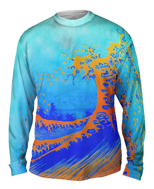 Long-Sleeve-Pink-Pop Art Hokusai - "The Great Wave Orange Blue " (1830)