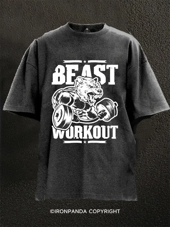 T-Shirt-Cropped-beast workou Washed Gym Shirt