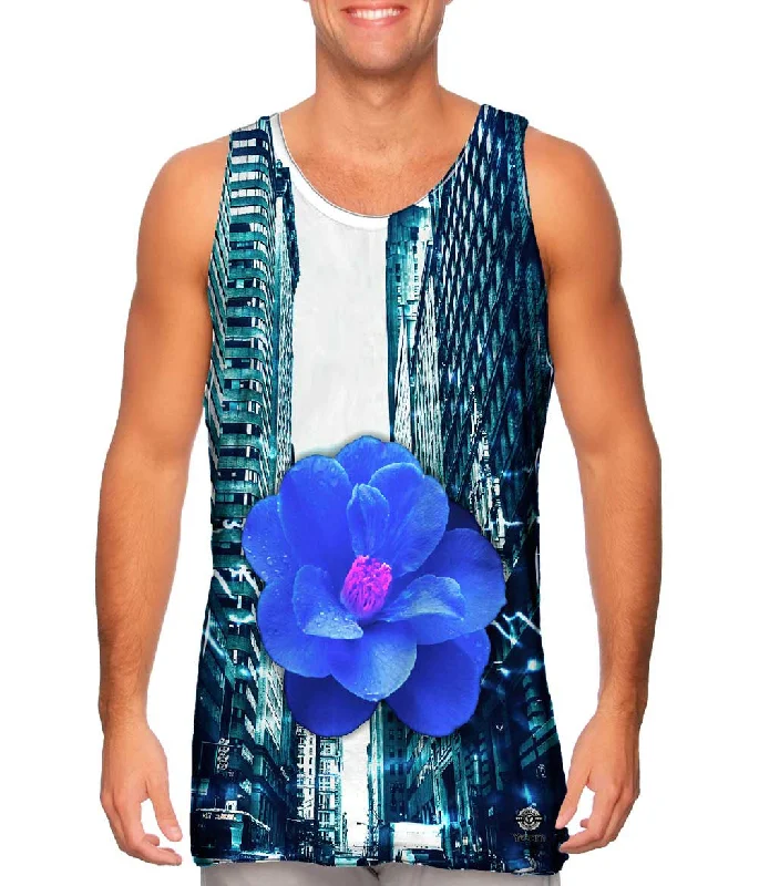 Tank-Top-Casual-City Blue Flower Script