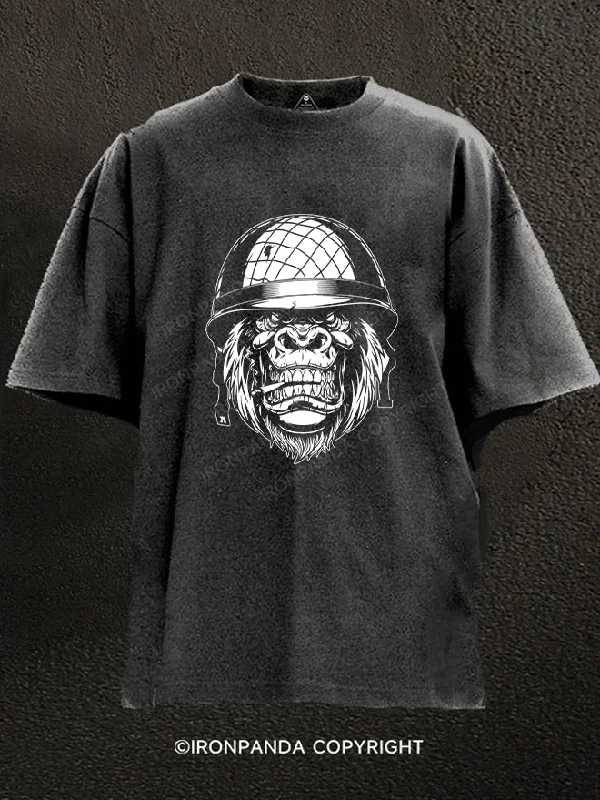 T-Shirt-Streetwear-Military Gorilla Washed Gym Shirt