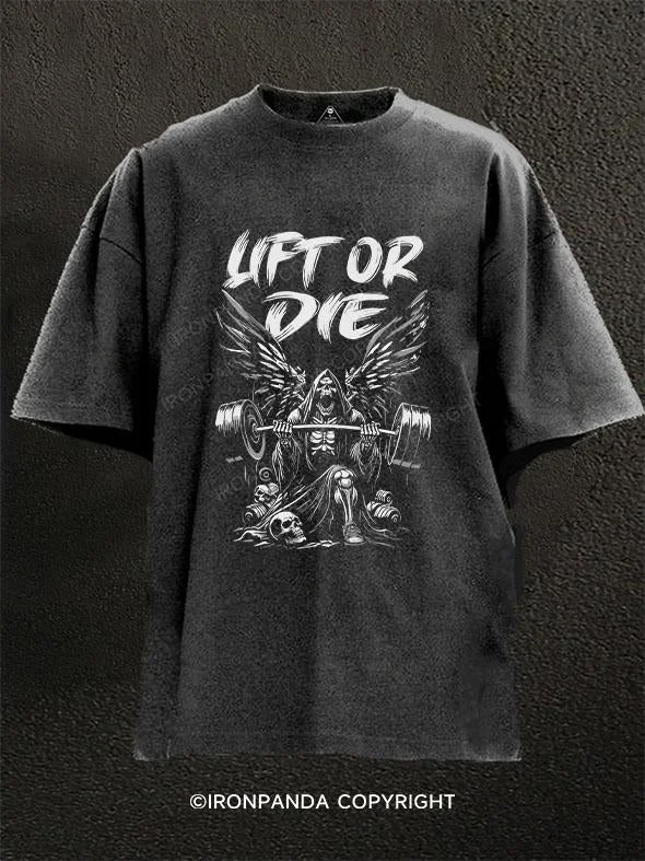 T-Shirt-Quick-Dry-Lift or Die Washed Gym Shirt