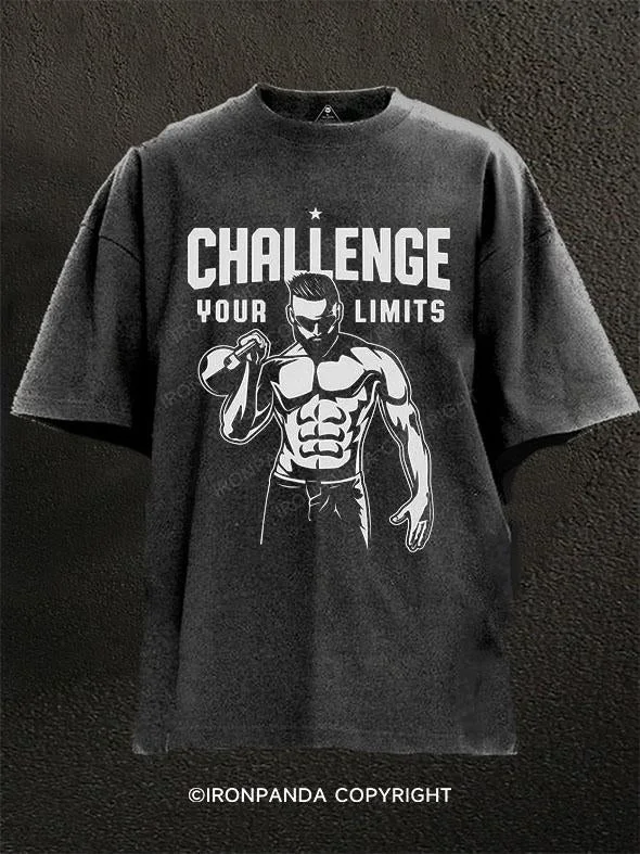 T-Shirt-Oversized-Challenge Your Limits Washed Gym Shirt