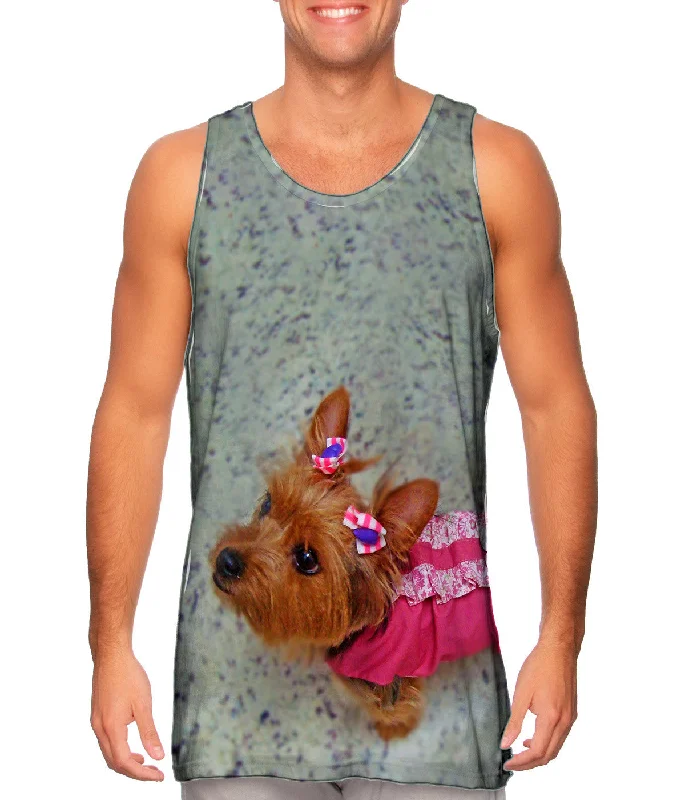 Tank-Top-Blue-Cute As A Button Yorkie