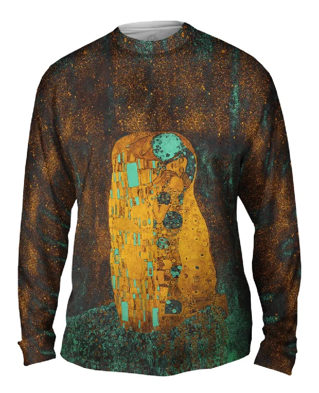 Long-Sleeve-Purple-Pop Art Klimt - "The Kiss Turquoise Brown" (1907)