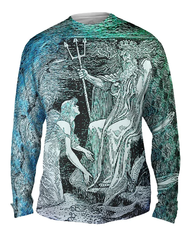 Long-Sleeve-Recycled-Walter Crane - "Mermaid Kneeling To Poseidon"