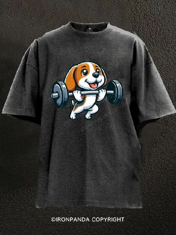 T-Shirt-Athletic-Weightlifting dog Washed Gym Shirt