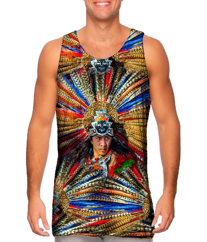 Tank-Top-Yellow-Aztec Tribal Warrior