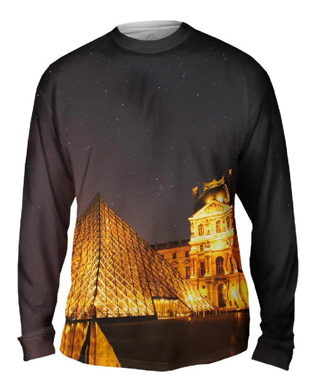 Long-Sleeve-Casual-Louvre Paris Starry Night