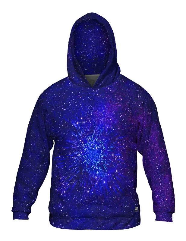 Hoodie-Snap-Button-Pulsating Starry Universe Blue