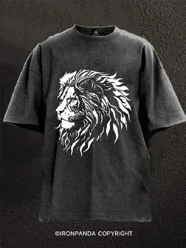 T-Shirt-Y2K-Style-lion Washed Gym Shirt