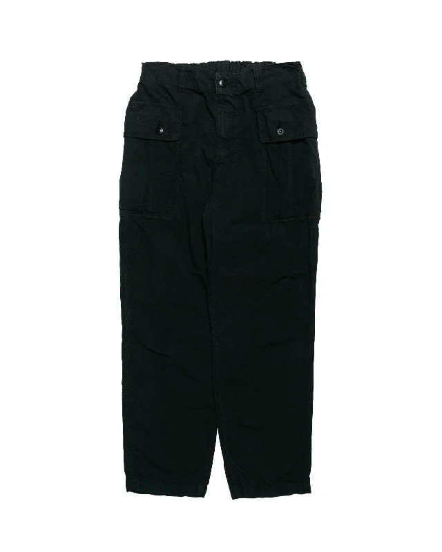 Pants-Sportswear-Sage de Cret High Density Cotton Hemp Cropped Peg Top Military Pants Black