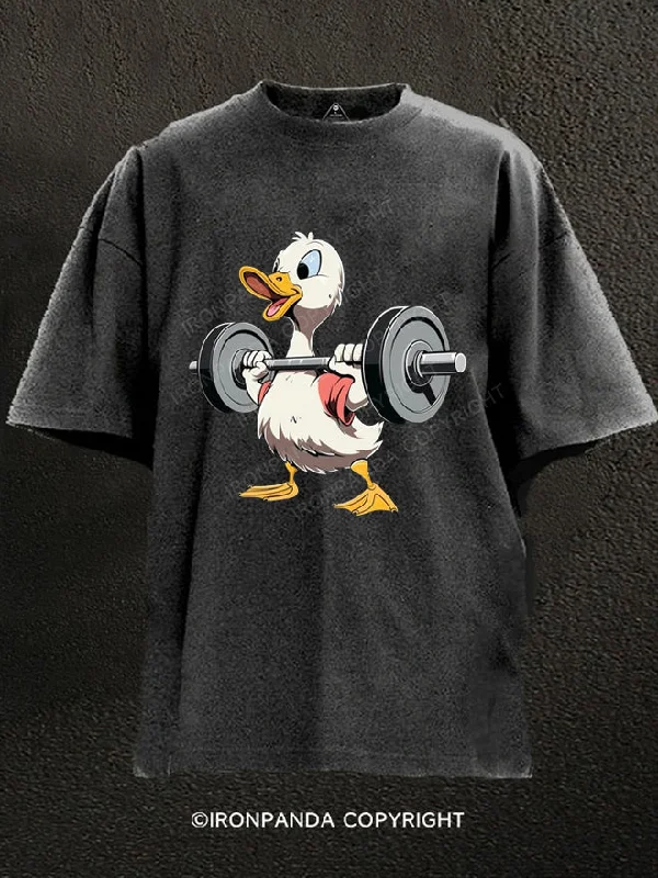 T-Shirt-Khaki-Weightlifting duck Washed Gym Shirt