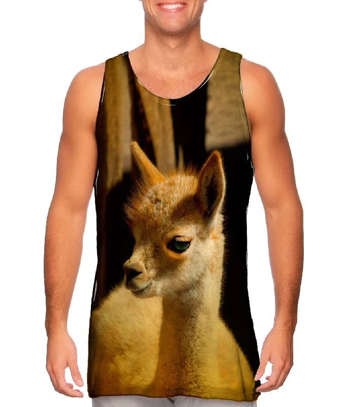 Tank-Top-Green-Cute Baby Llama