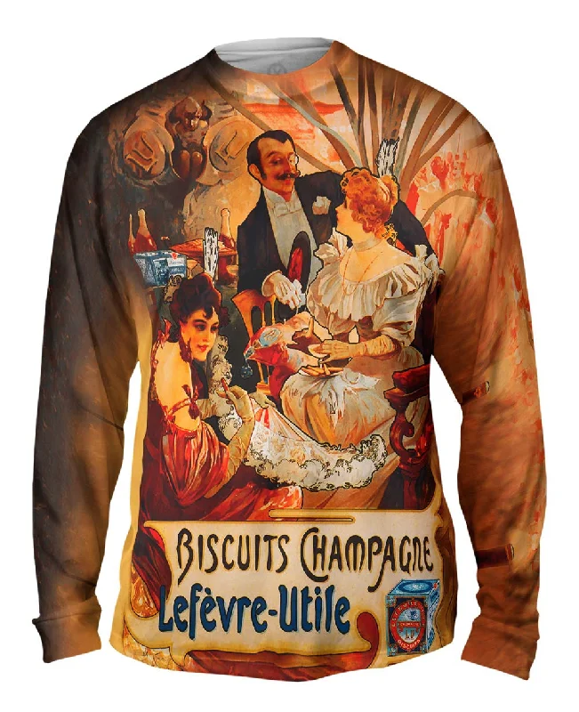 Long-Sleeve-Oversized-Alphonse Mucha - "Biscuits Champagne Lef