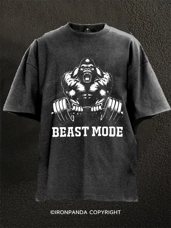 T-Shirt-Bamboo-Gorilla Beast Mode Washed Gym Shirt